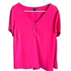 Torrid Short sleeve pink blouse shirt 1/4 zip women’s plus Size 2 = 2X